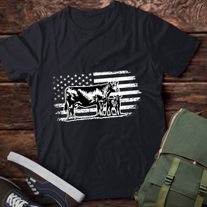 Funny American USA Flag Cow Farming Cow Lover Gifts lts-d