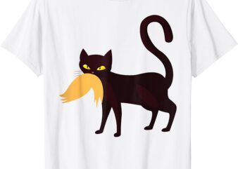 Funny Black Cat Kamala Harris 2024 & Trump Hair – Anti-Trump T-Shirt