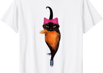 Funny Black Cat Lady With Chucks Trump Hair Vote Kamala 2024 T-Shirt