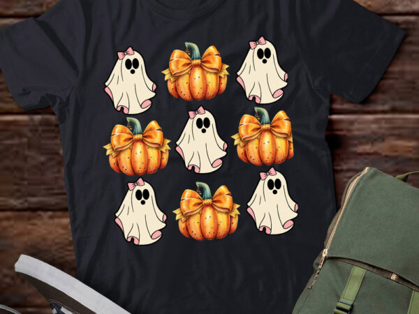 Funny coquette bow pumpkin halloween ghost spooky season t-shirt ltsp