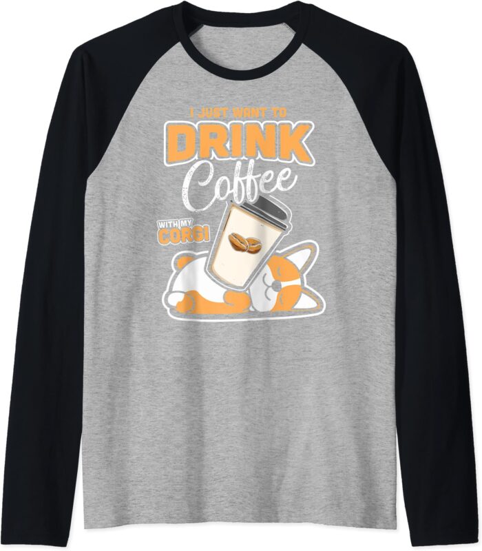 Funny Corgi Coffee Owner Lover Cute Gift Raglan Baseball Tee