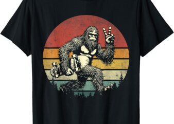 Funny Retro Bigfoot Skater Vintage Sasquatch Skateboarding T-Shirt