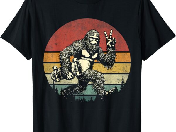 Funny retro bigfoot skater vintage sasquatch skateboarding t-shirt