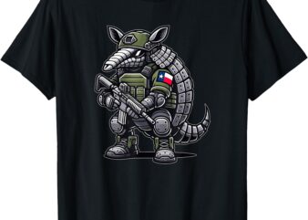 Funny WAR-Madillo the Veteran Tactical Texas Flag Armadillo T-Shirt