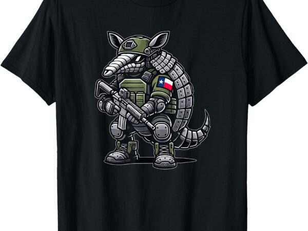 Funny war-madillo the veteran tactical texas flag armadillo t-shirt