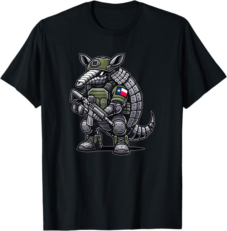 Funny WAR-Madillo the Veteran Tactical Texas Flag Armadillo T-Shirt