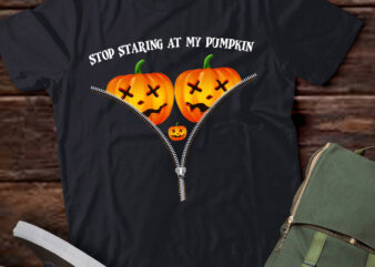 Funny american Stop Staring At My pumpkin party Halloween T-Shirt ltsp