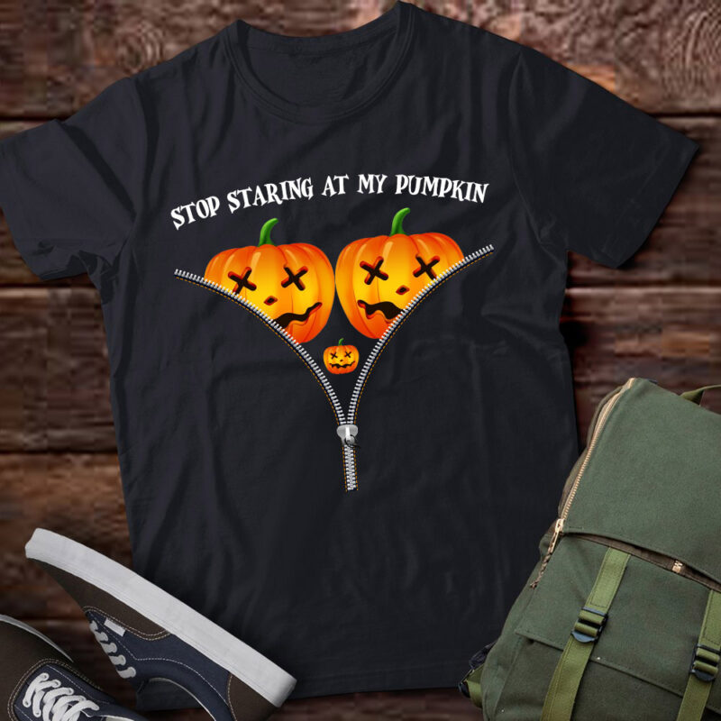 Funny american Stop Staring At My pumpkin party Halloween T-Shirt ltsp