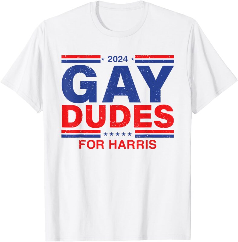 Gay Dudes For Harris Vintage Retro Harris for President 2024 T-Shirt