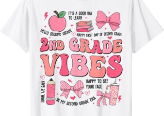 Girls 2nd Grade Vibes Coquette Bow Back to School Teacher T-Shirt