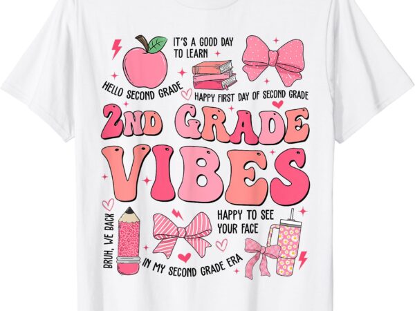 Girls 2nd grade vibes coquette bow back to school teacher t-shirt