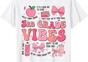 Girls 3rd Grade Vibes Coquette Bow Back to School Teacher T-Shirt