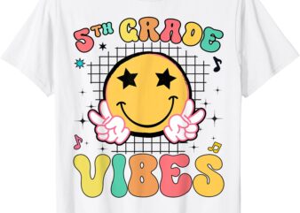 Girls 5th Grade Vibes Smile Face Back to School Fifth grade T-Shirt