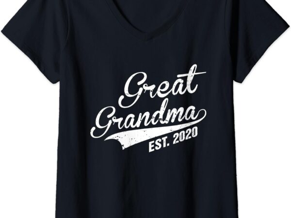 Great grandma est 2020 first time great grandmom cool gift v-neck t-shirt