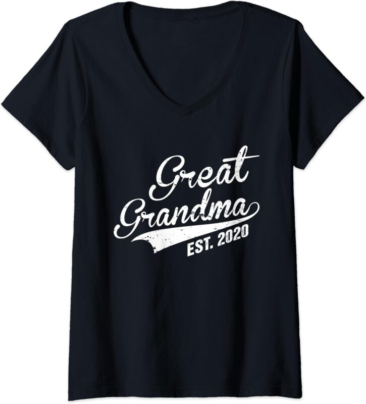 Great Grandma Est 2020 First Time Great Grandmom Cool Gift V-Neck T-Shirt