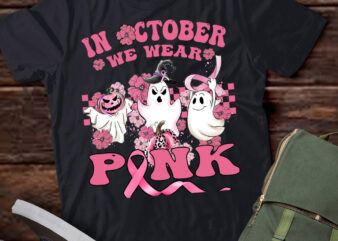 Groovy Wear Pink Breast Cancer Warrior Cute Ghost Halloween T-Shirt ltsp