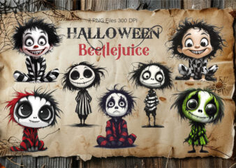 Halloween cartoon Beetlejuice. TShirt Sticker.