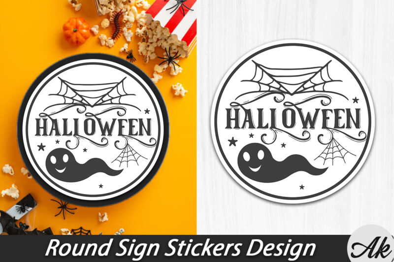 Halloween Round Sign Stickers Bundle