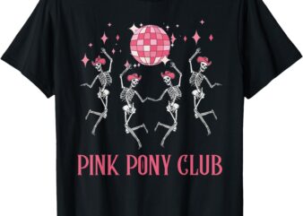 Halloween Skeleton Pink Pony Club Cowgirl Western Birthday T-Shirt