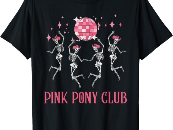 Halloween skeleton pink pony club cowgirl western birthday t-shirt