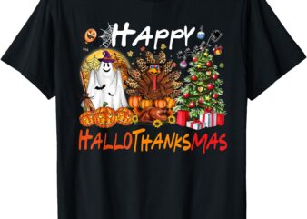 Halloween Thanksgiving Christmas Turkey Happy HalloThanksMas T-Shirt