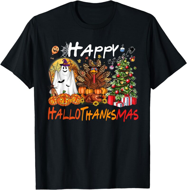 Halloween Thanksgiving Christmas Turkey Happy HalloThanksMas T-Shirt