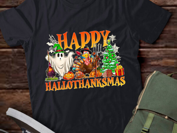 Halloween thanksgiving christmas turkey happy hallothanksmas t-shirt ltsp