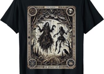 Halloween Vintage Marionette Goth The Hanged Man Tarot Card T-Shirt