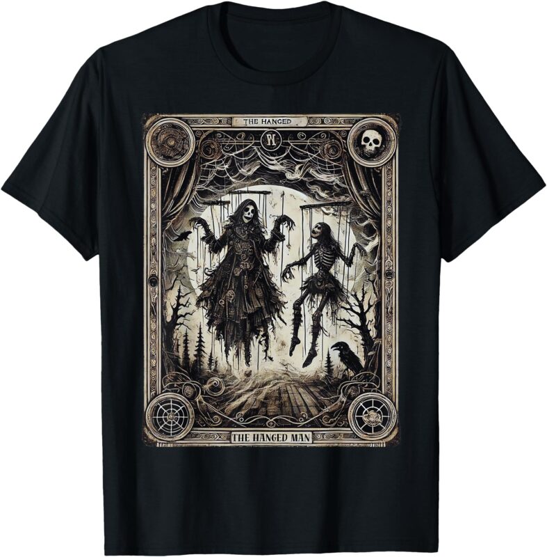 Halloween Vintage Marionette Goth The Hanged Man Tarot Card T-Shirt