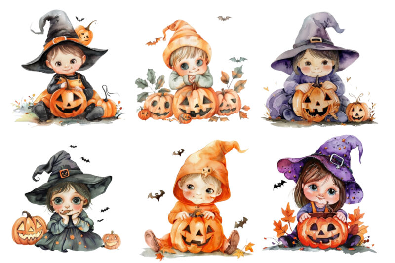 Halloween cute baby cartoon clipart