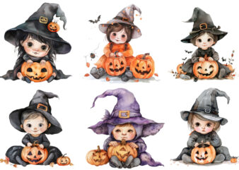 Halloween cute baby cartoon clipart