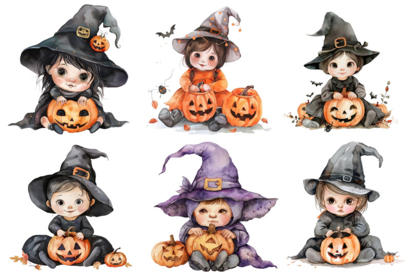 Halloween cute baby cartoon clipart