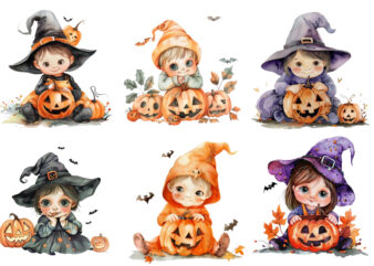 Halloween cute baby cartoon clipart