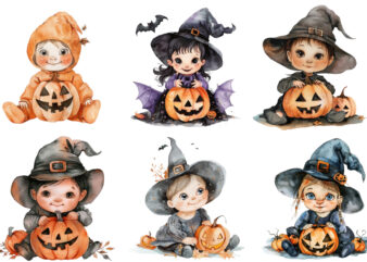 Halloween cute baby cartoon clipart