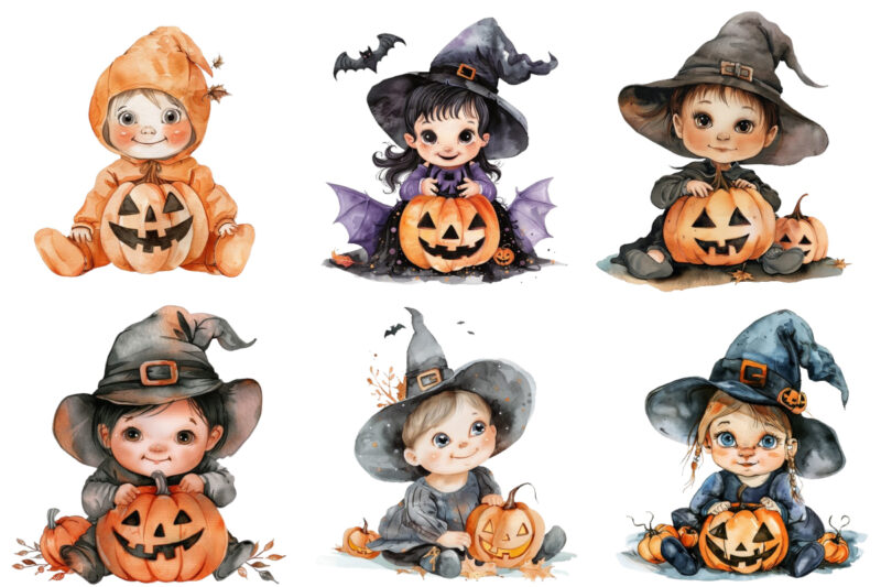 Halloween cute baby cartoon clipart