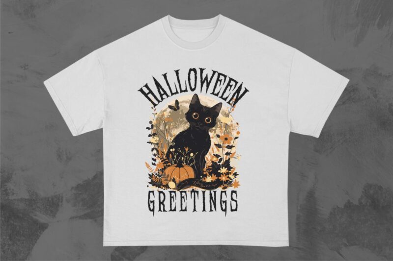 Halloween Black Cat T-shirt Design Bundle