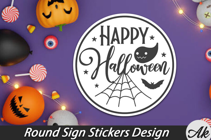 Halloween Round Sign Stickers Bundle