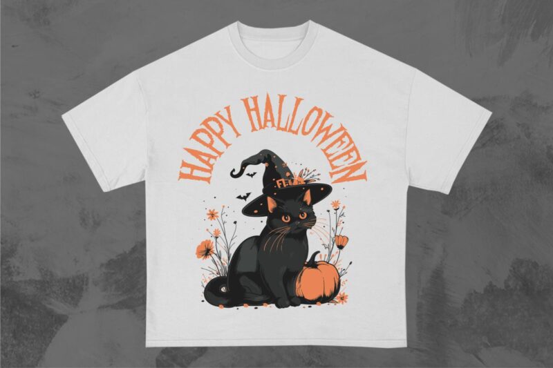 Halloween Black Cat T-shirt Design Bundle