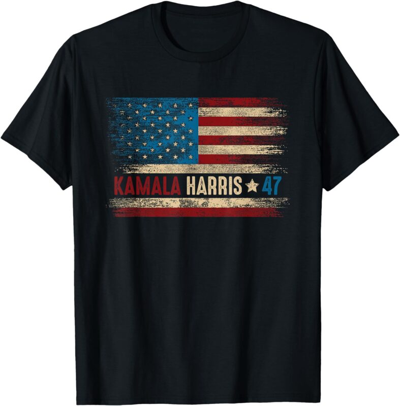 Harris 47 For President USA American Flag Kamala Harris 2024 T-Shirt