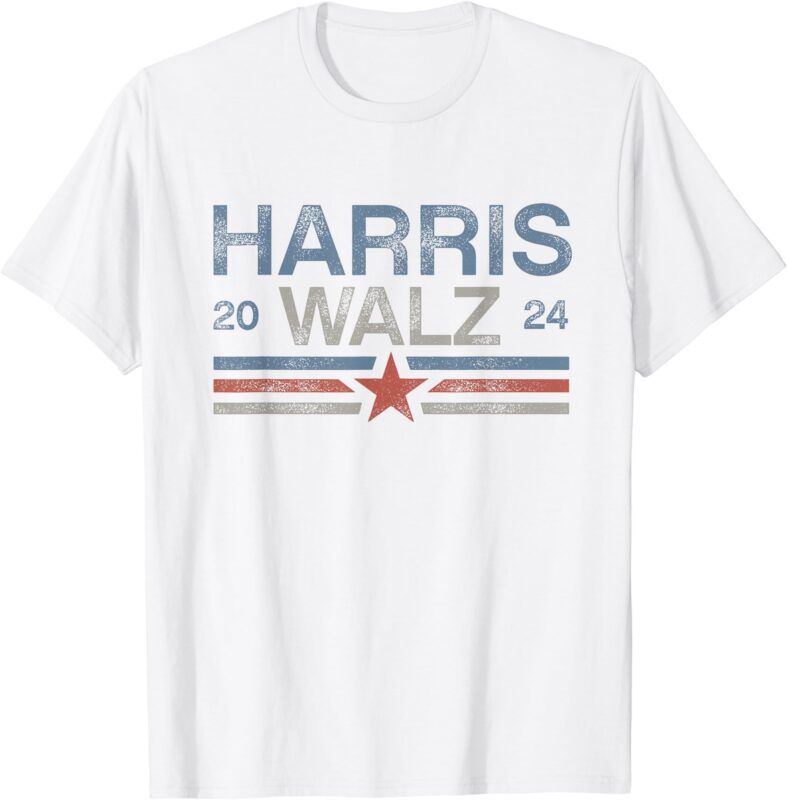 Harris Tim Walz 2024 Aged Stripes Kamala Harris Waltz 2024 T-Shirt