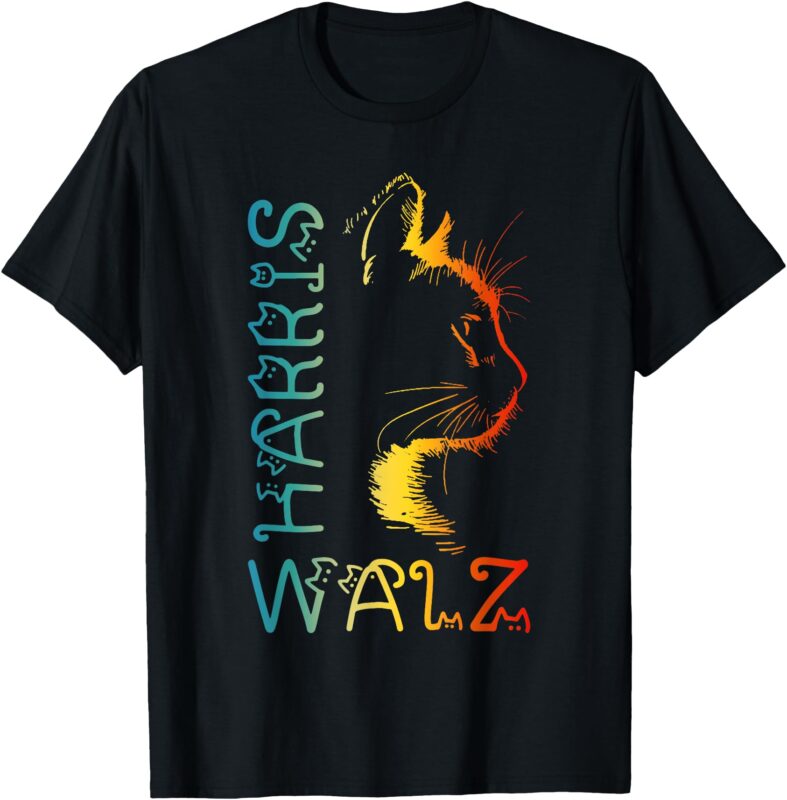 Harris Waltz 2024 Kamala Walz Cat Lettering Positive Funny T-Shirt