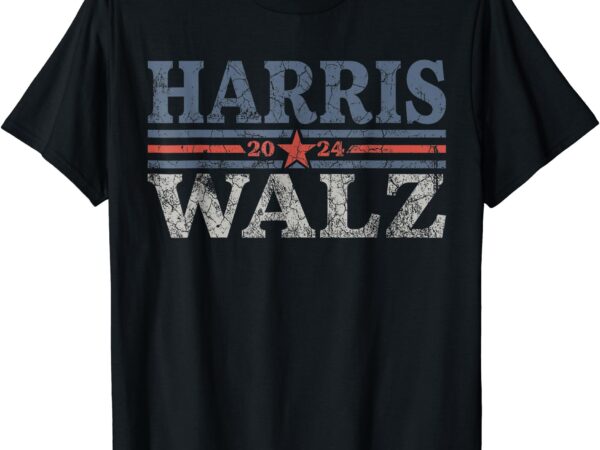 Harris waltz-2024 retro stripe kamala harris tim waltz-24 t-shirt