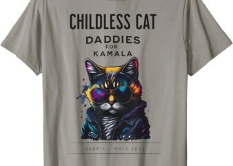 Harris Waltz Childless Cat Daddies For Kamala President 2024 T-Shirt