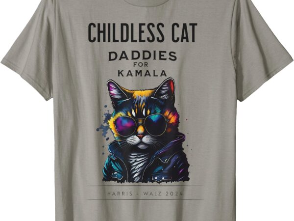 Harris waltz childless cat daddies for kamala president 2024 t-shirt