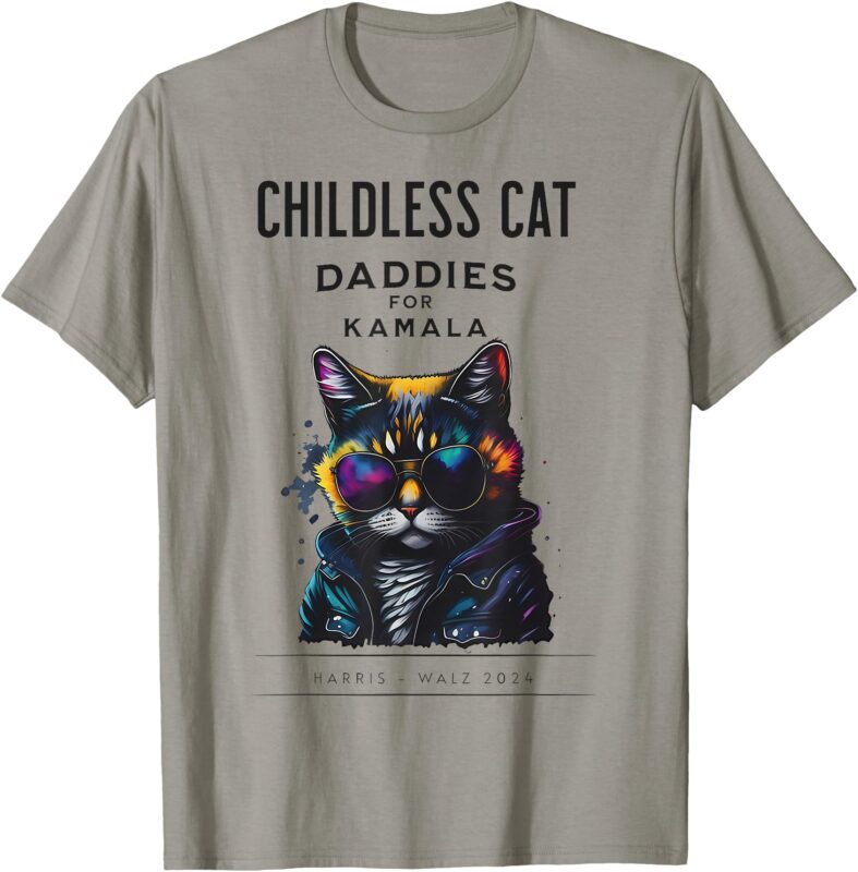 Harris Waltz Childless Cat Daddies For Kamala President 2024 T-Shirt