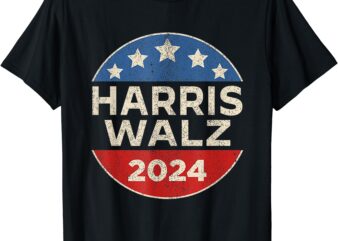 Harris Walz 2024 Kamala Harris Tim Waltz Vintage Button T-Shirt