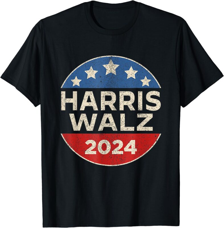 Harris Walz 2024 Kamala Harris Tim Waltz Vintage Button T-Shirt