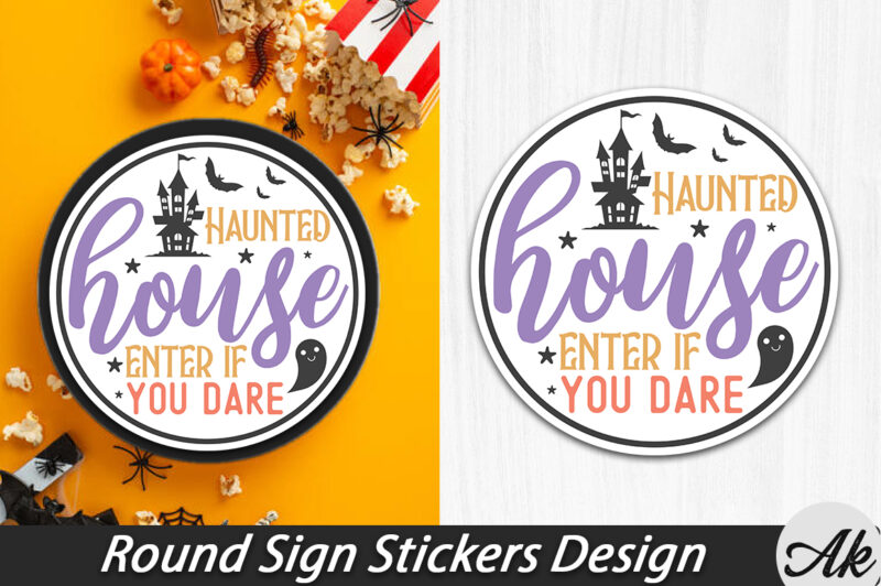 Halloween Round Sign Stickers Bundle