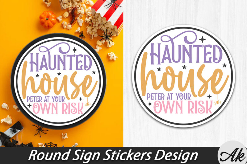 Halloween Round Sign Stickers Bundle