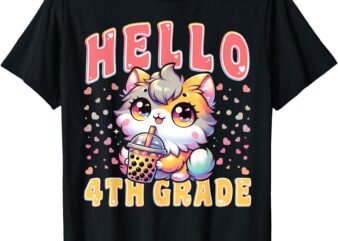 Hello 4th Grade Cat Girls for first day of 4th Grade Girls T-Shirt